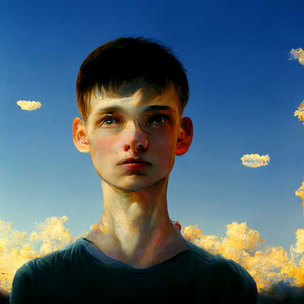 Portrait d'un jeune garçon, généré par Midjourney une intelligence artificielle