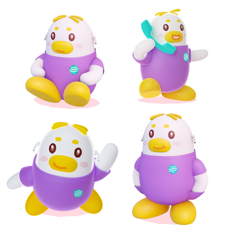 Mimi, la mascotte del marchio, in un'ampia gamma di pose ed espressioni