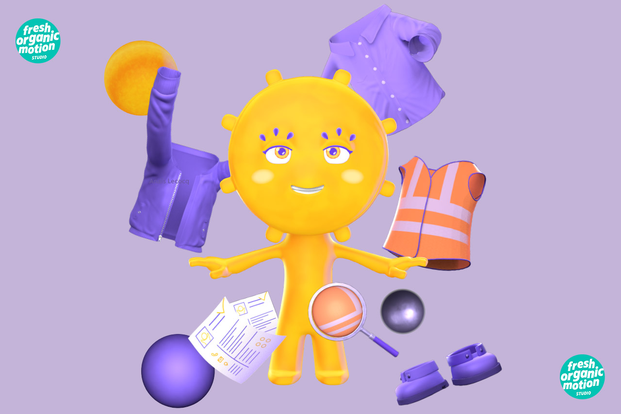 Personnage 3D avec ses textures de logiciel.