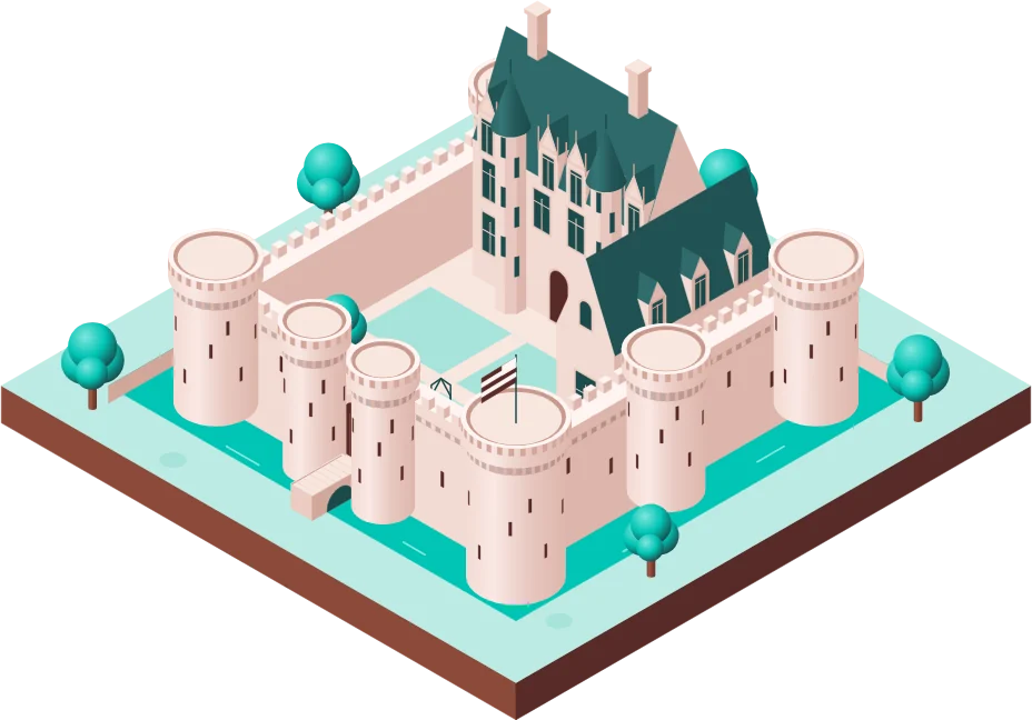 Le château des ducs de Bretagne à Nantes en illustration isométrique