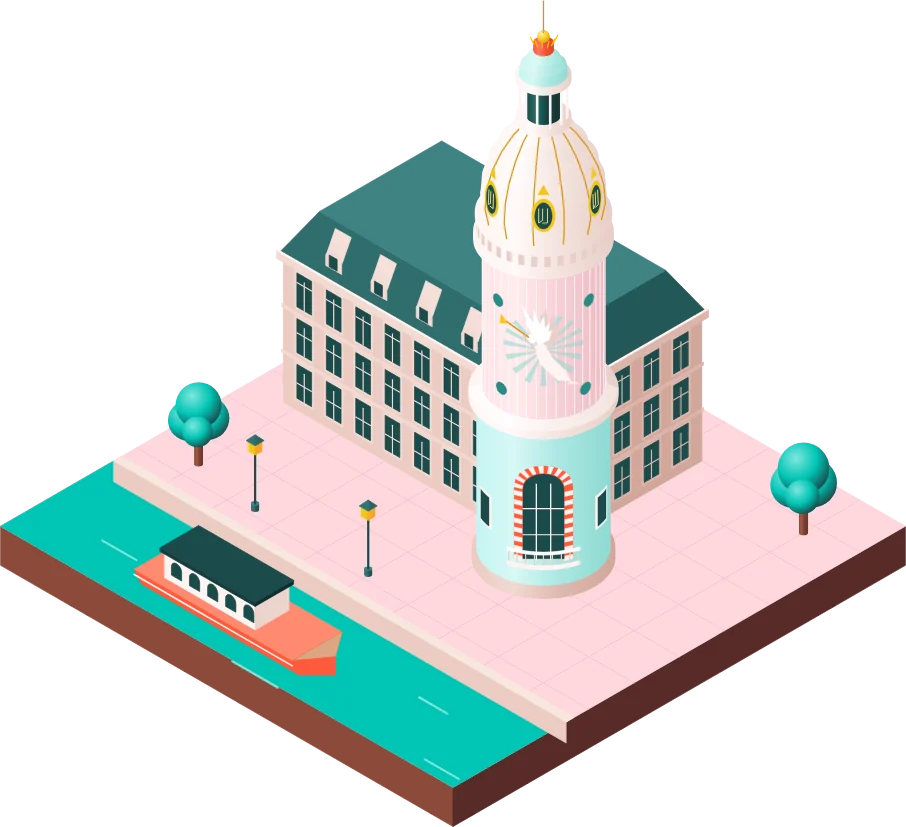 La tour LU du Lieu Unique à Nantes en illustration isométrique