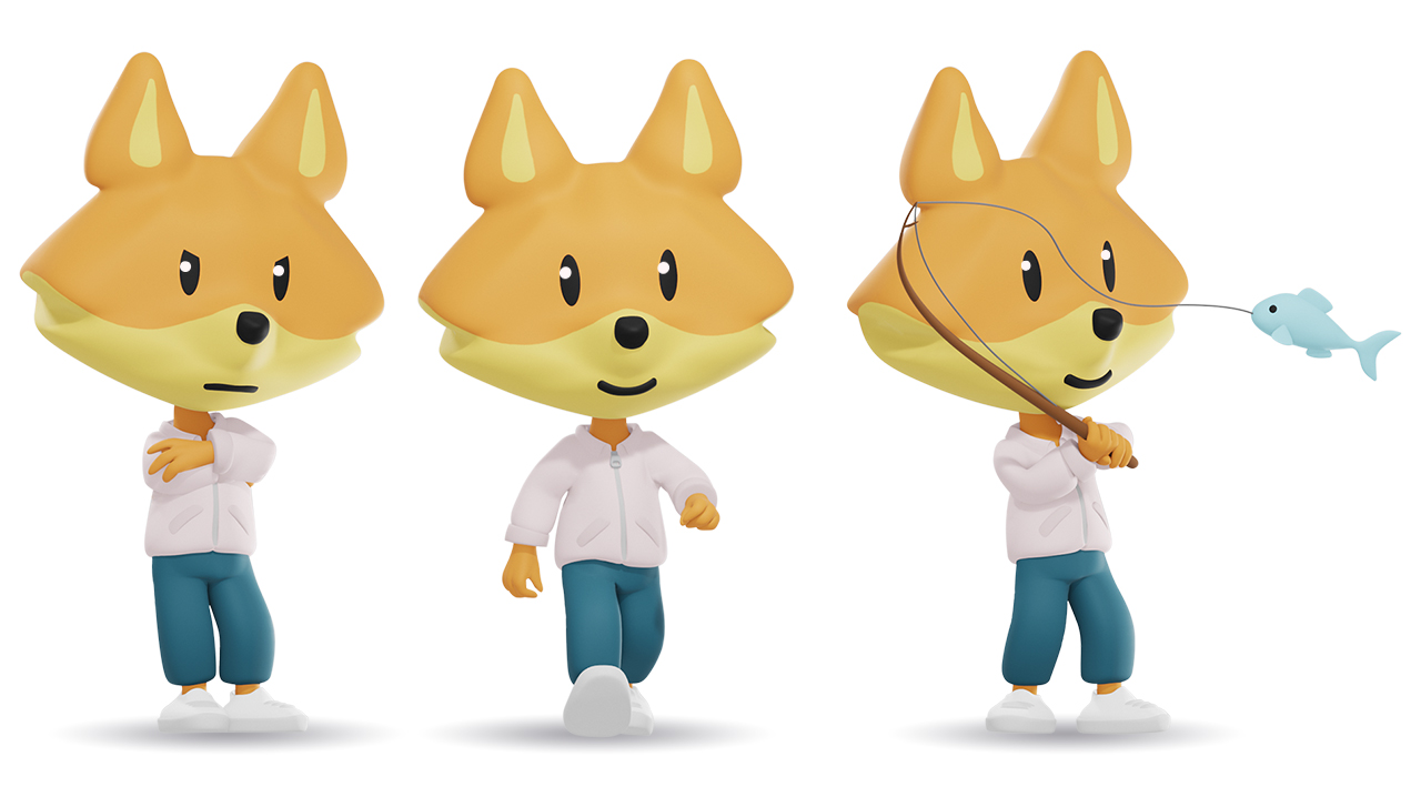 mascotte 3D plusieurs poses