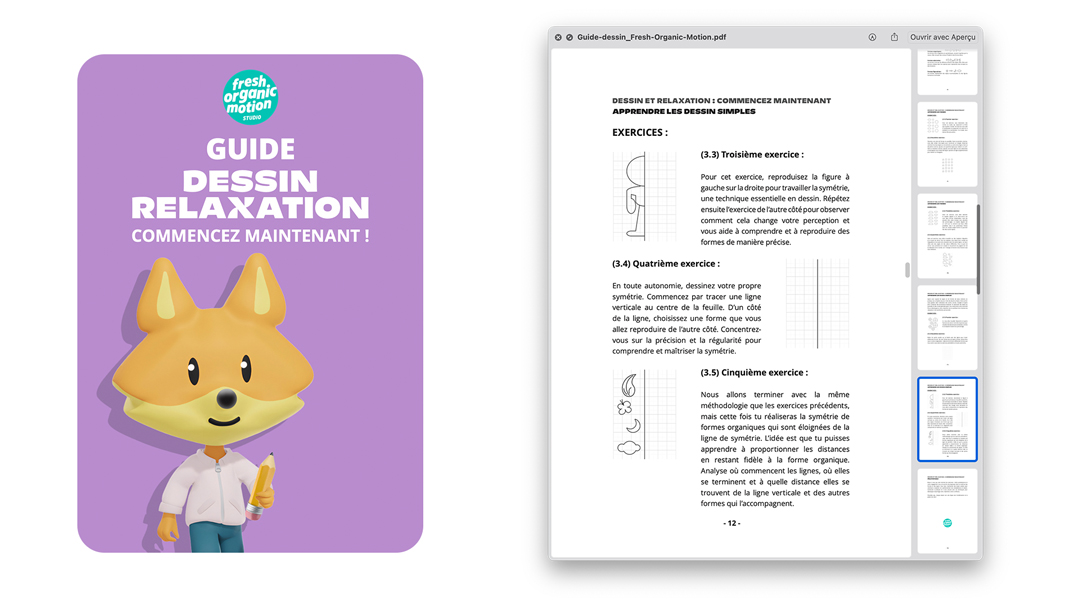 The Relaxing Drawing Guide is courtesy of Fresh Organic Motion!