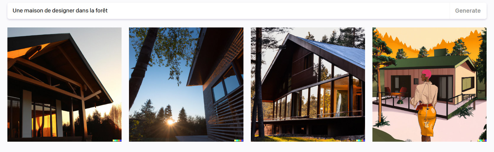 Ejemplos de casas de diseño generadas por Dalle, un sistema de inteligencia artificial