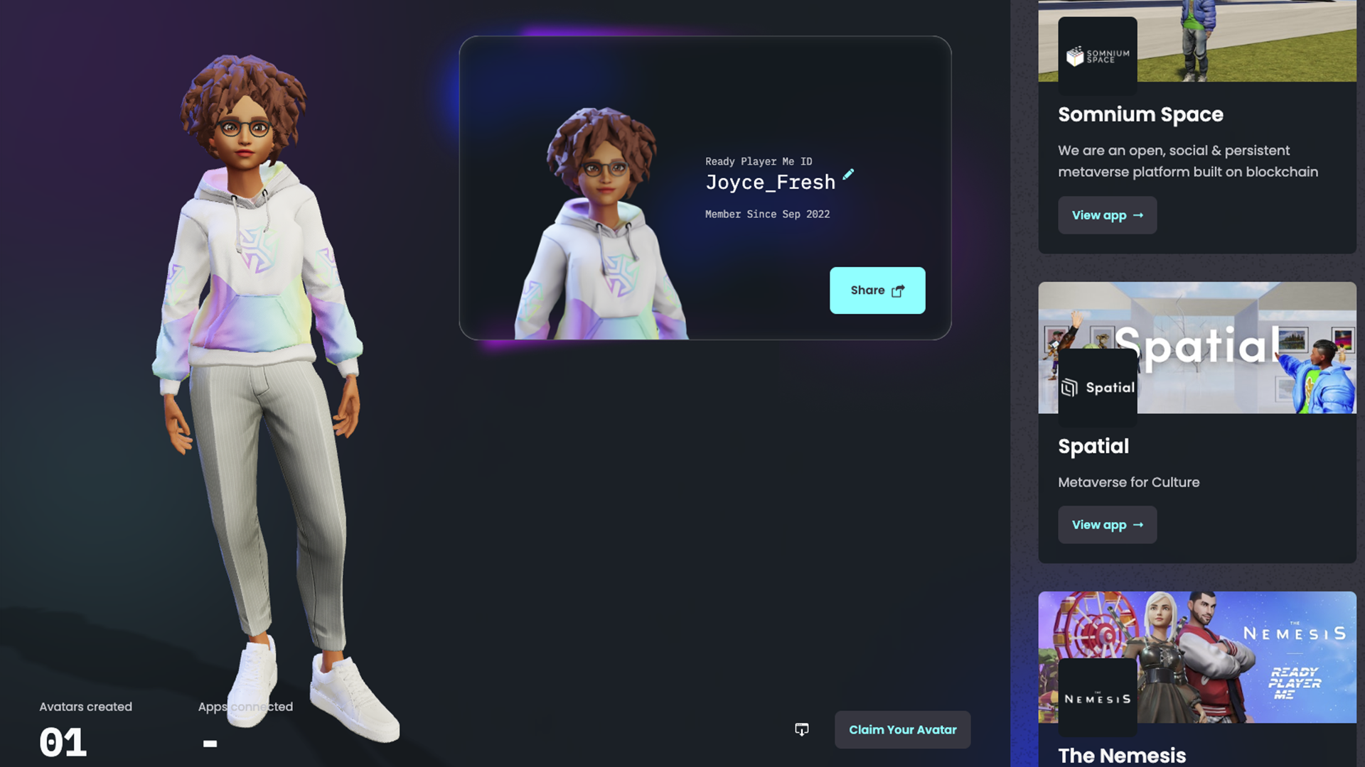 Faire son avatar sur Ready Player Me
